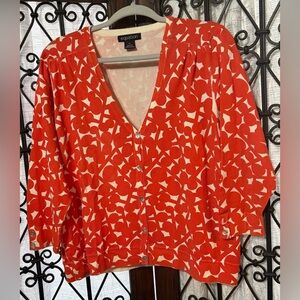 Vibrant Orange and White Cardigan